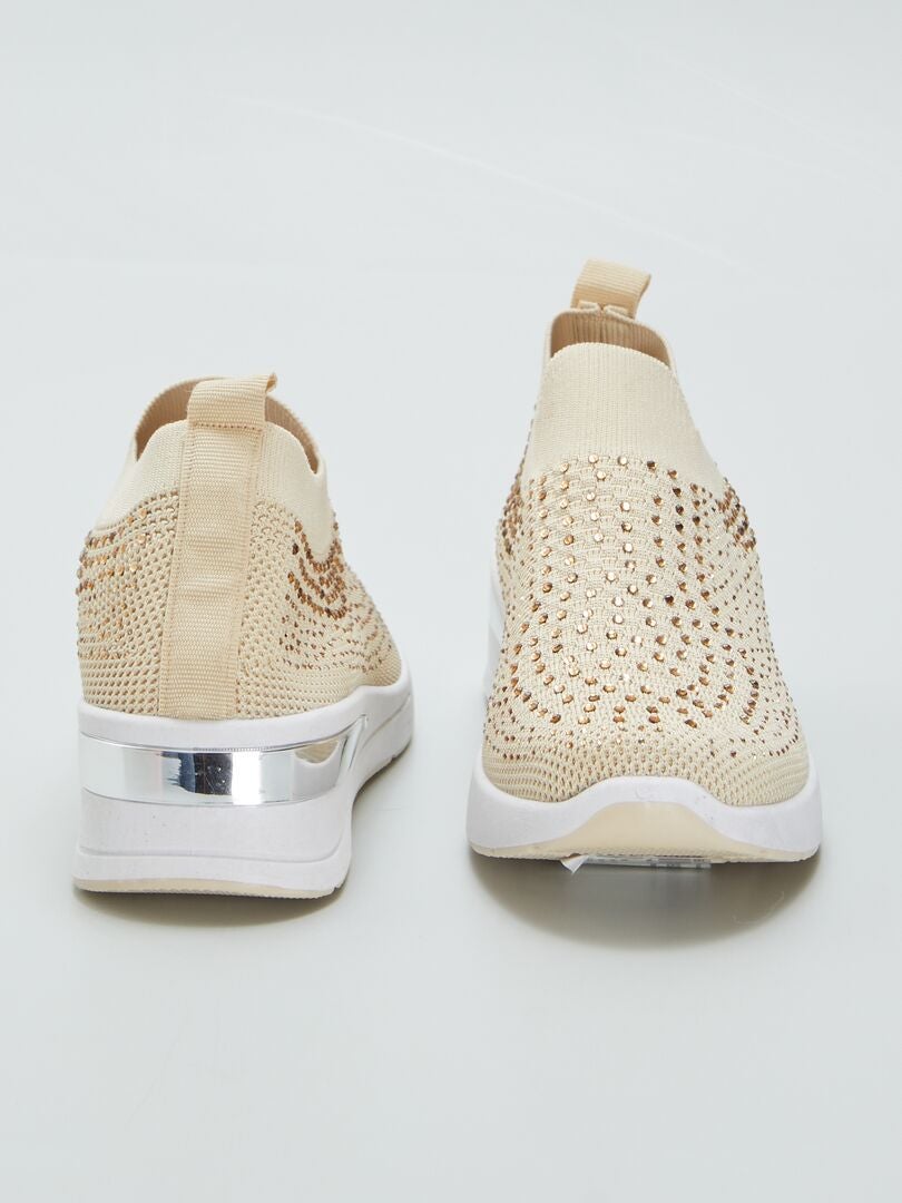 Zapatillas de malla y strass - BEIGE