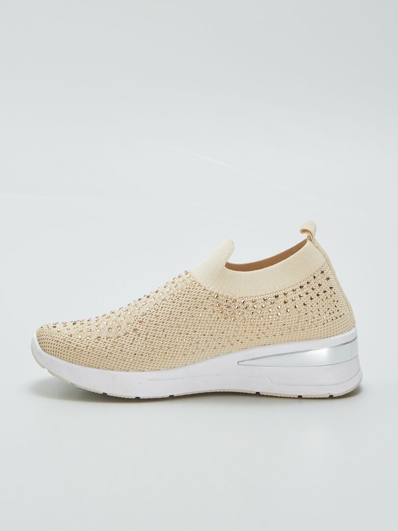 Zapatillas de malla y strass - BEIGE