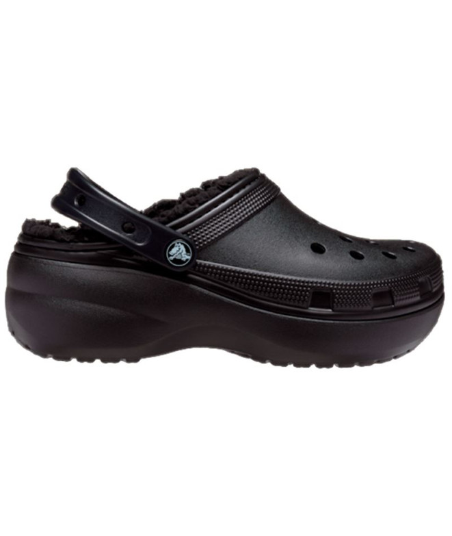 Zuecos Crocs Classic Platform Lined Clog Black Mujer