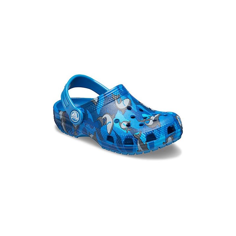 Zuecos Crocs Classic Shark Clog (prep azul) niños