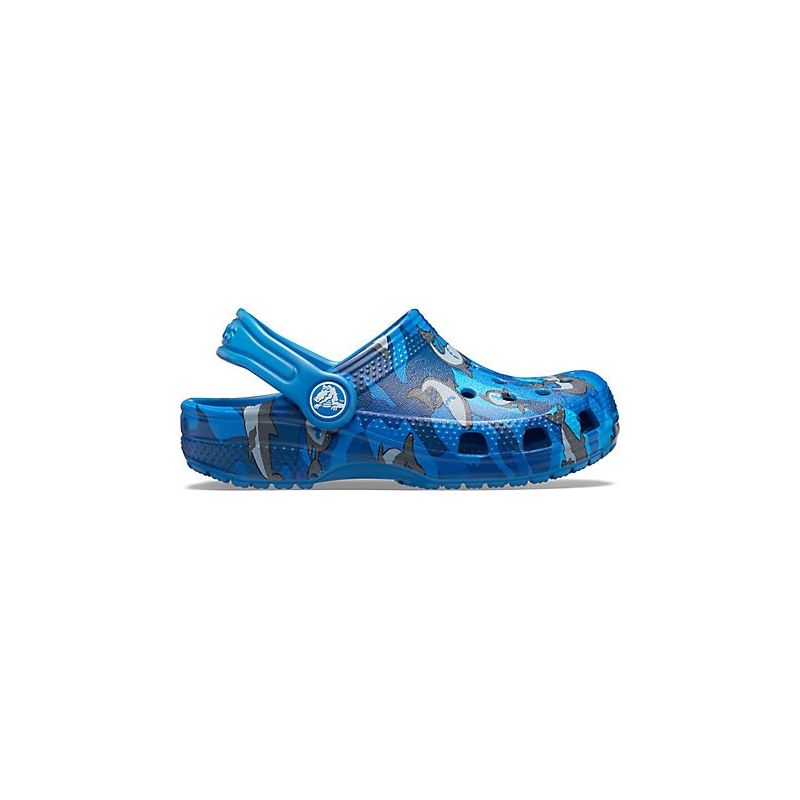 Zuecos Crocs Classic Shark Clog (prep azul) niños