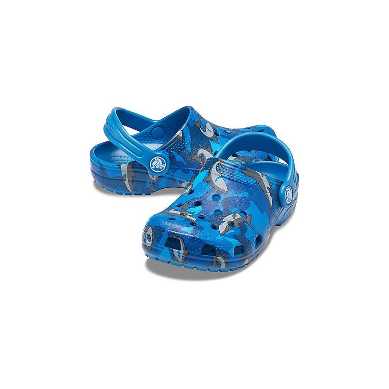 Zuecos Crocs Classic Shark Clog (prep azul) niños