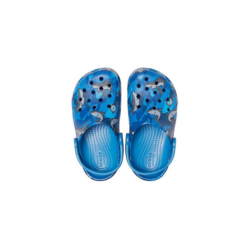 Zuecos Crocs Classic Shark Clog (prep azul) niños